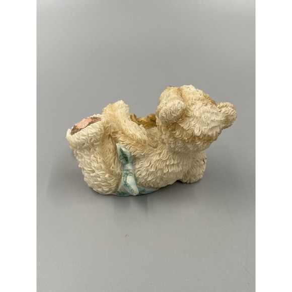 Adorable Teddy Bear Cubs In Diaper Playing With Toys Tots Figurines Set Of 2 - Picture 8 of 11